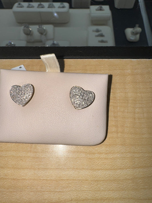 10K Yellow Gold Heart Earrings 0.25 ct Natural Diamond, Valentines gift for her