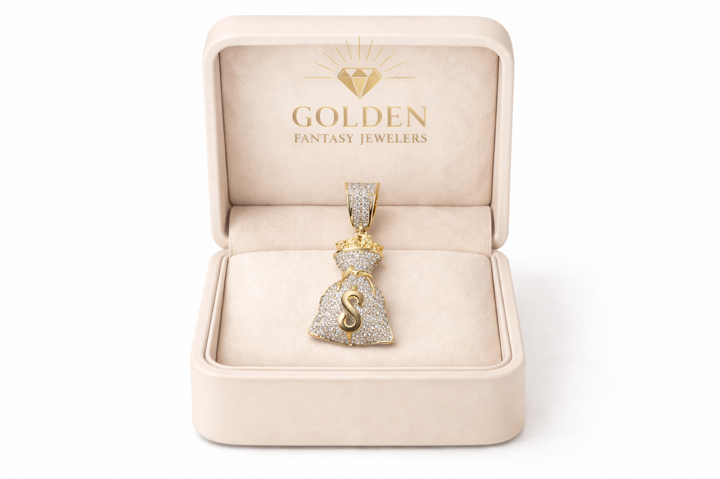 10K Yellow Gold “Money Bag” Charm 0.19 ct Natural Diamond