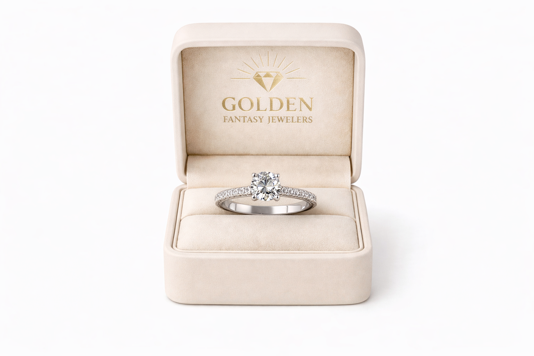 14K White Gold Women's Ring 0.89 ct Round Natural Diamond