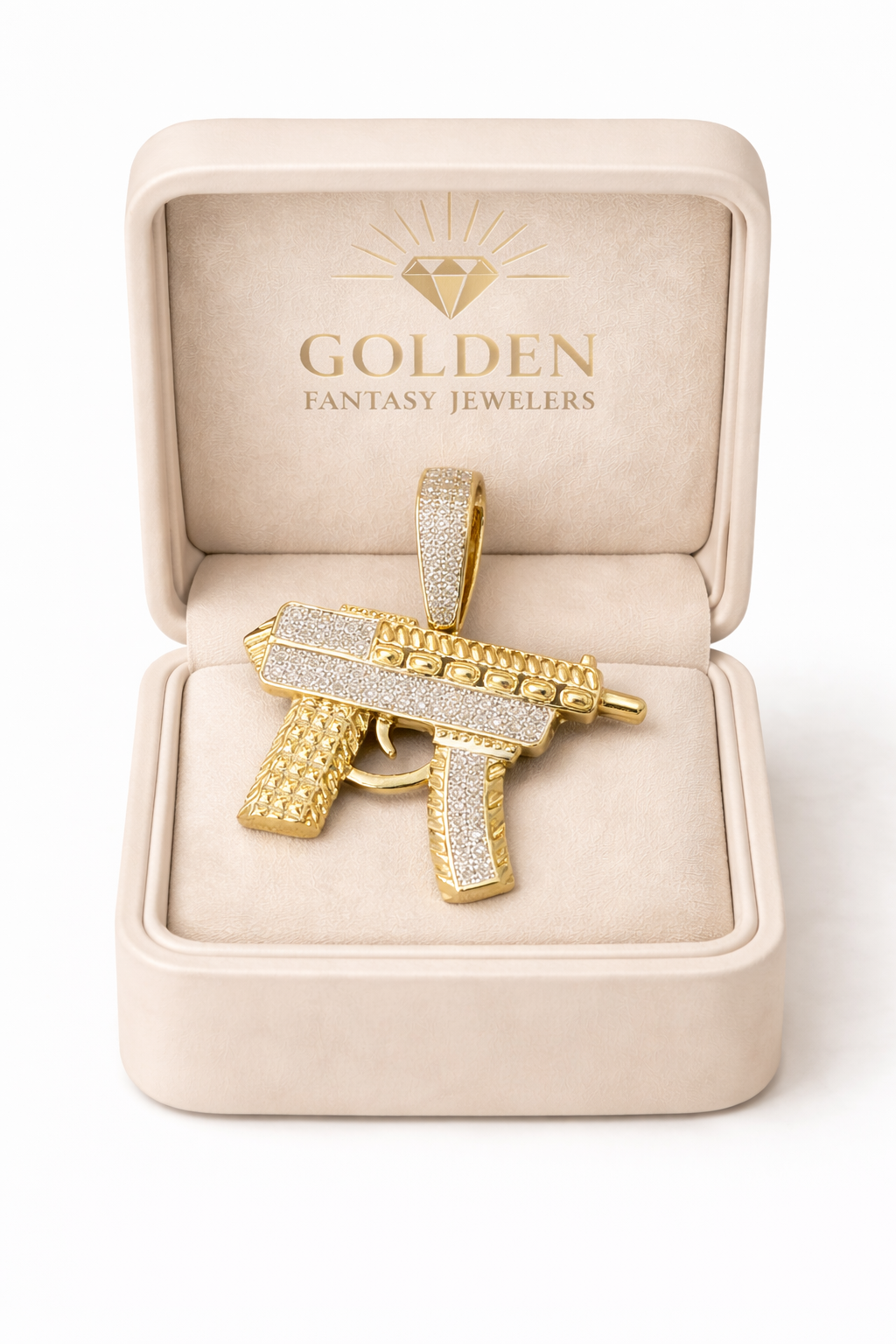 10K Yellow Gold Charm 0.66 ct Natural Diamond Uzi Pendant