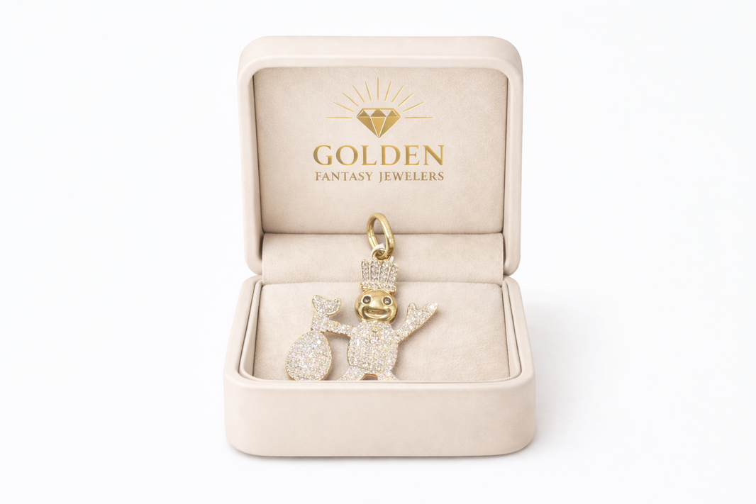 10K Yellow Gold Charm 0.75 ct Natural Diamond Doughboy Pendant