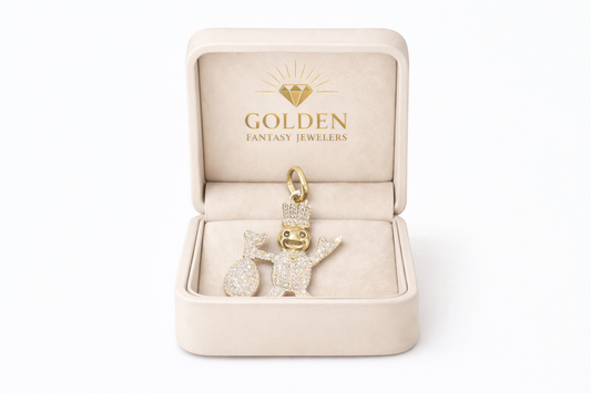 10K Yellow Gold Charm 0.75 ct Natural Diamond Doughboy Pendant