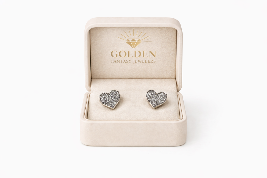 10K White Gold Heart Earrings 0.25 ct Natural Diamond