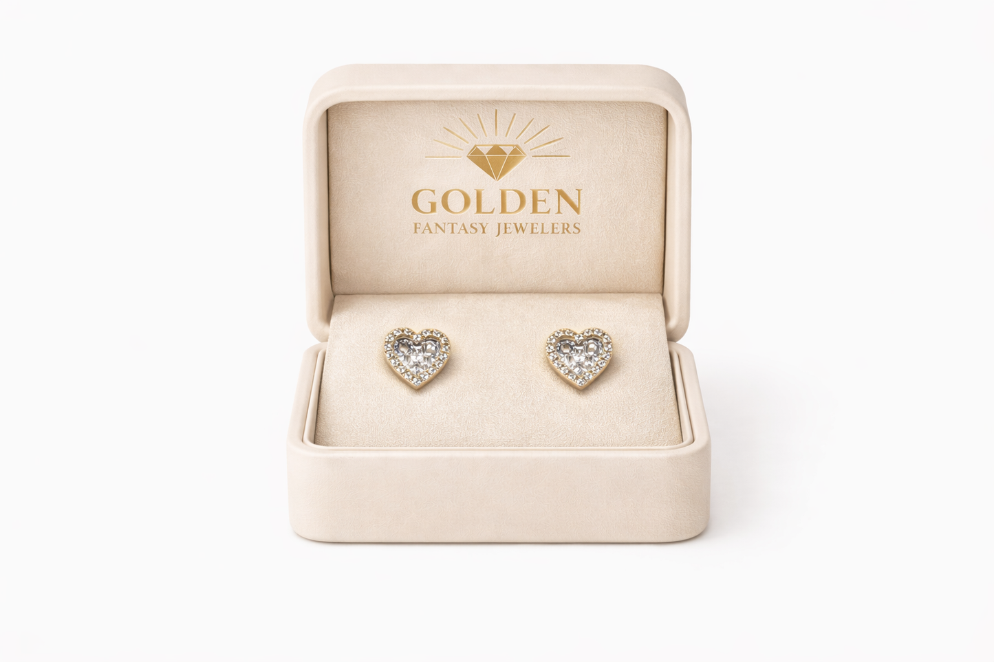 10K Yellow Gold Earrings 0.33 ct Natural Diamond, perfect valentines gift, heart diamond studs