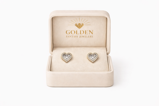 10K Yellow Gold Earrings 0.33 ct Natural Diamond, perfect valentines gift, heart diamond studs