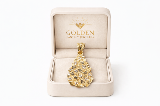 10K Yellow Gold Charm 0.75 ct Natural Diamond Nugget Diamond Pendant