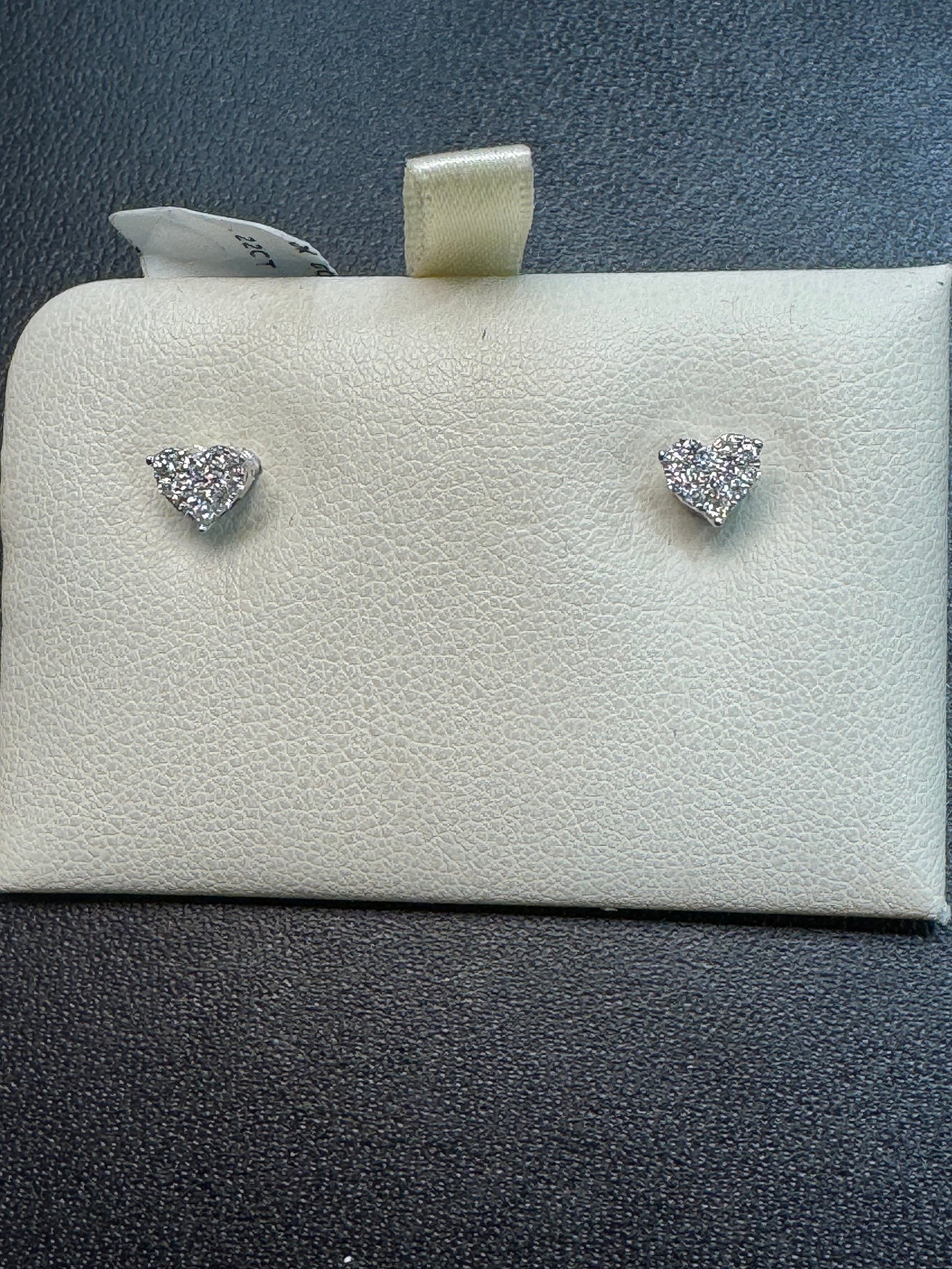 10K White Gold Heart Earrings 0.22 ct Natural Diamond