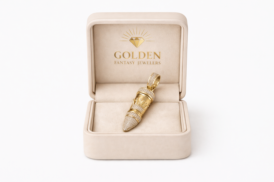 10K Yellow Gold “Bullet with Crown” Charm 0.50 ct Natural Diamond