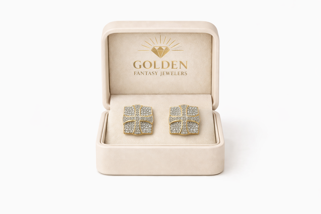 10K Yellow Gold Cross Earrings 0.40 ct Natural Diamond