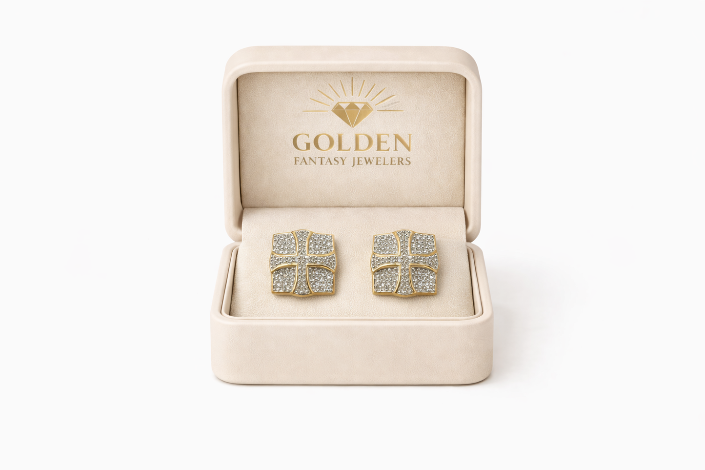10K Yellow Gold Cross Earrings 0.40 ct Natural Diamond