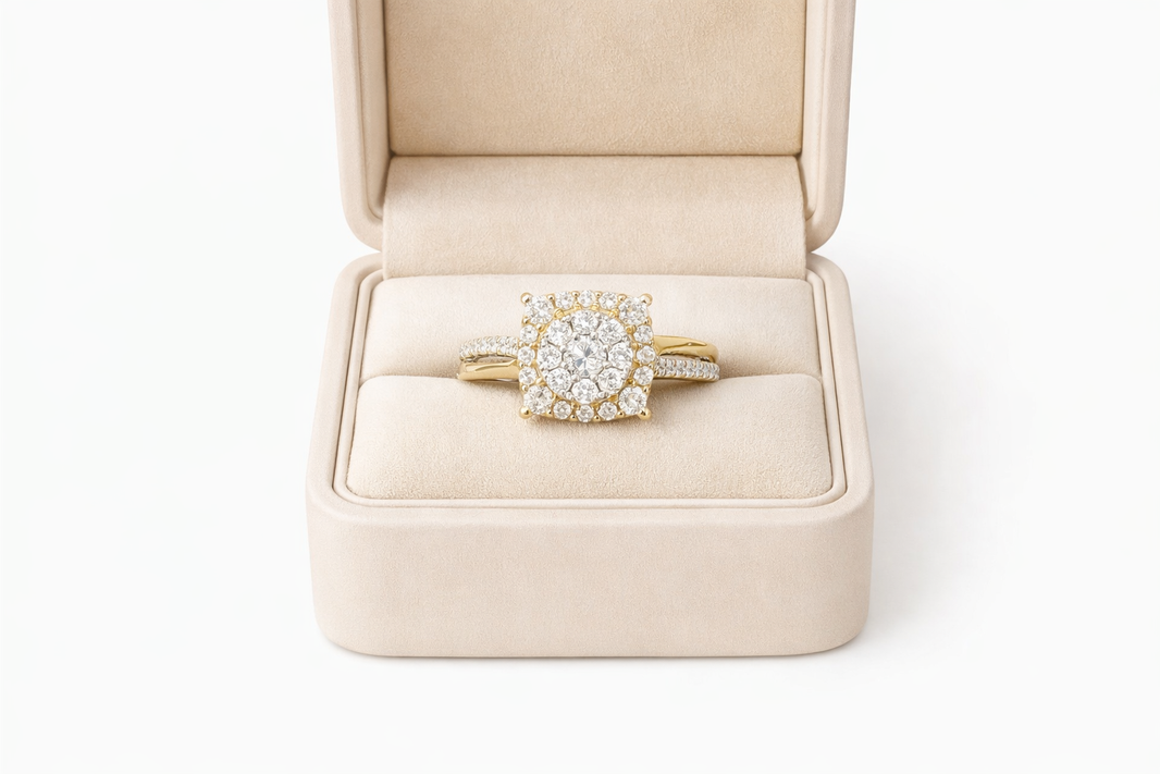 10K Yellow Gold Women's Ring 0.35 ct Natural Diamond