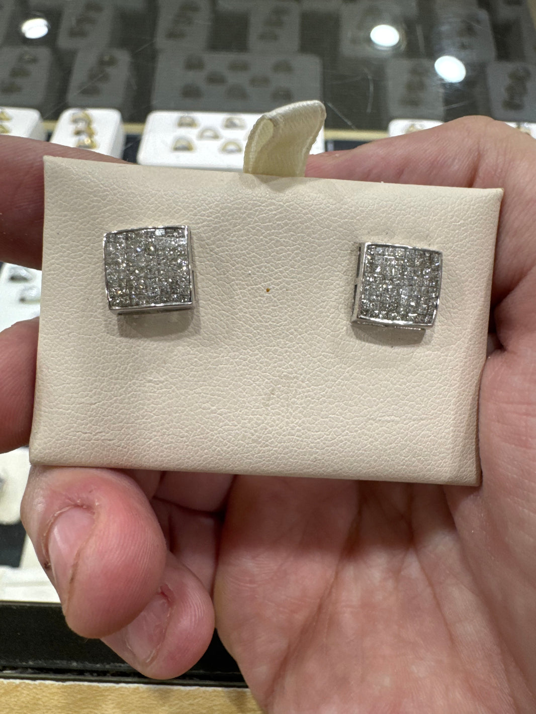 14K White Gold Earrings 1.50 ct Natural Diamond