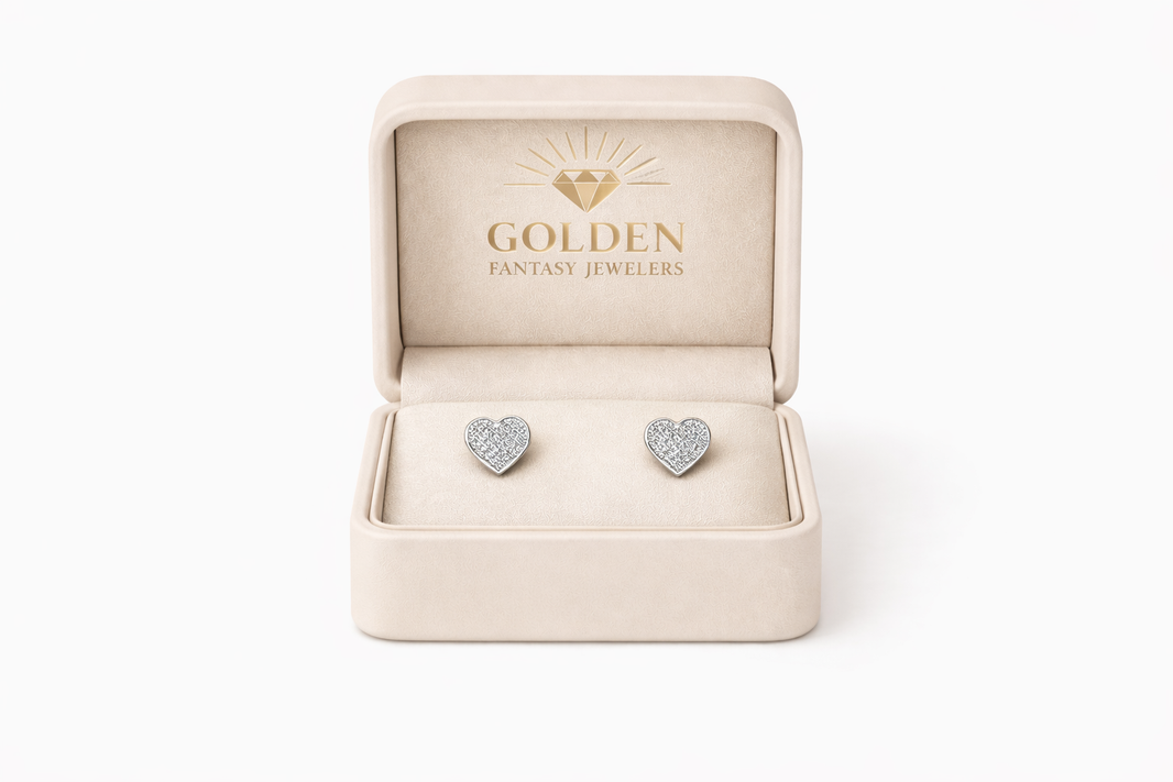 10K White Gold Heart Earrings 0.25 ct Natural Diamond