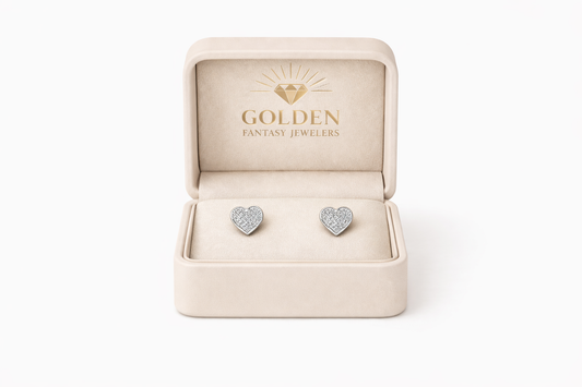 10K White Gold Earrings 0.25 ct Natural Diamond, heart earrings, valentine’s Day gift￼