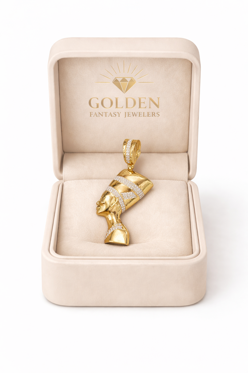 10K Yellow Gold Nefertiti Charm 0.25 ct Natural Diamond