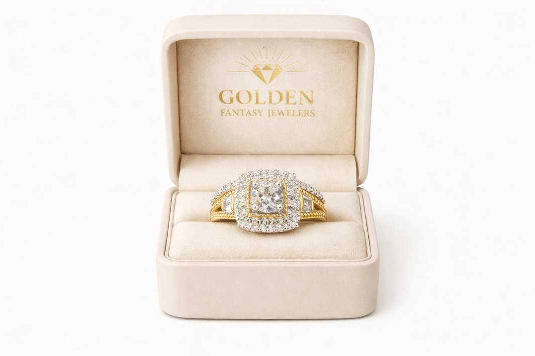 10K Yellow Gold Women's Wedding Ring/Band Set 0.62 ct Natural Diamond