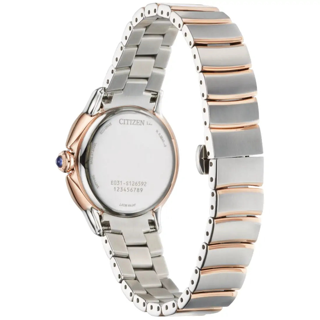 Citizen Ceci EM0956-54A Women's Two-Tone Rose Gold and Silver-Tone Eco-Drive Watch - back view