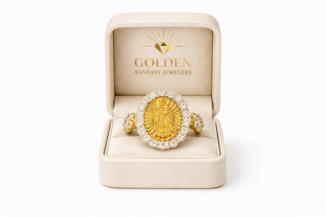 10K Yellow Gold Women's “Mother Mary” Ring 0.25 ct Natural Diamond