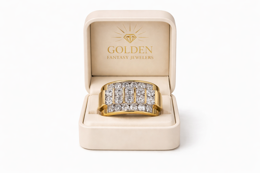 14K Yellow Gold Men's Ring 2.00 ct Lab Grown Diamond