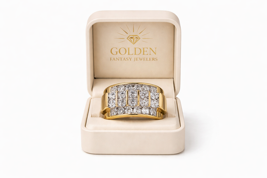 14K Yellow Gold Men's Ring 2.00 ct Lab Grown Diamond