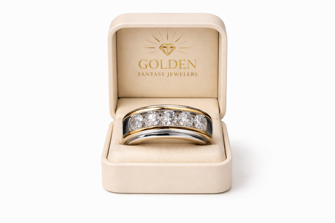 14K Yellow Gold Men's Ring 2.00 ct Lab Grown Diamond