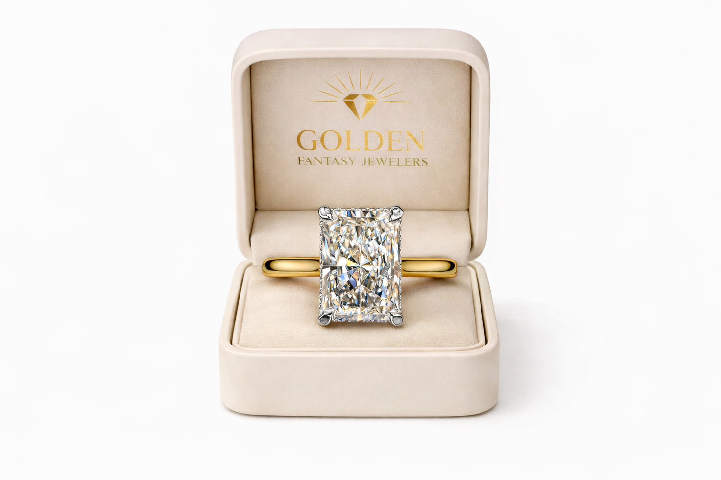 14K Yellow Gold Women's Ring Round 4.30 ct Lab Grown Diamond