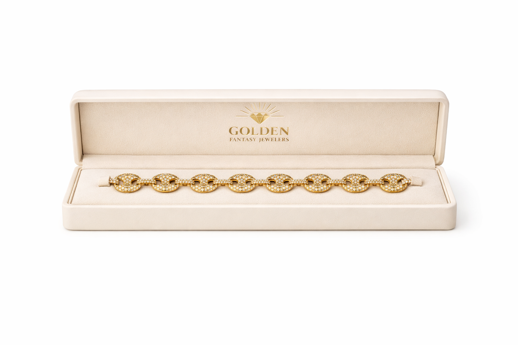 10K Yellow Gold Gucci Link Bracelet 6.00 ct Natural Diamond