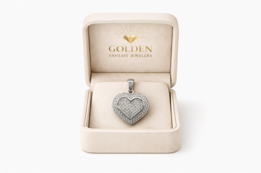 14K White Gold Heart Charm 3.00 ct Natural Diamond