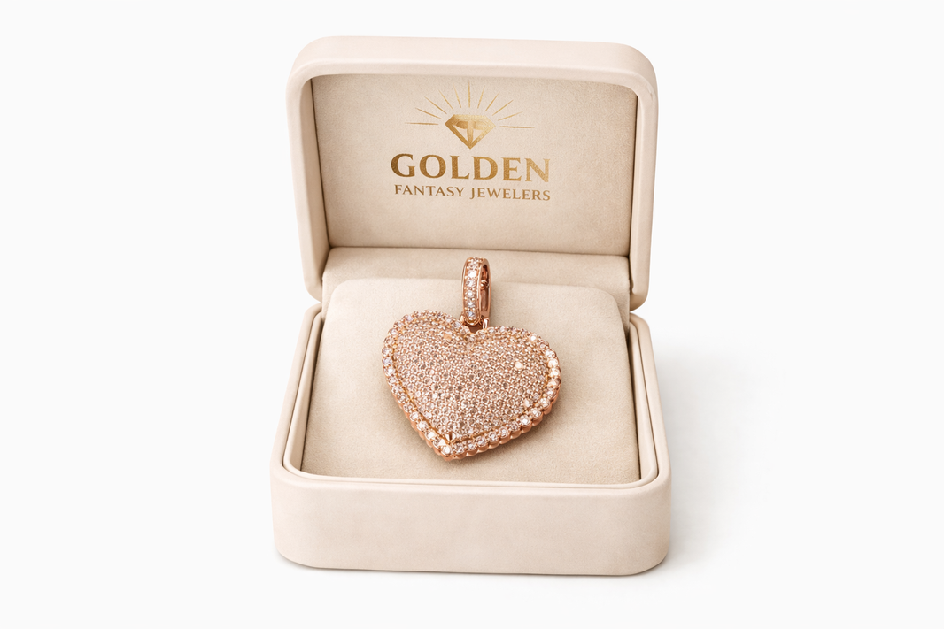 14K Rose Gold Heart Charm 3.00 ct Natural Diamond