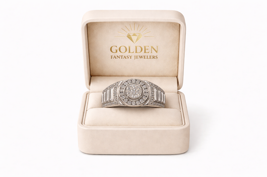 14K White Gold Men's Ring 1.00 ct Natural Diamond