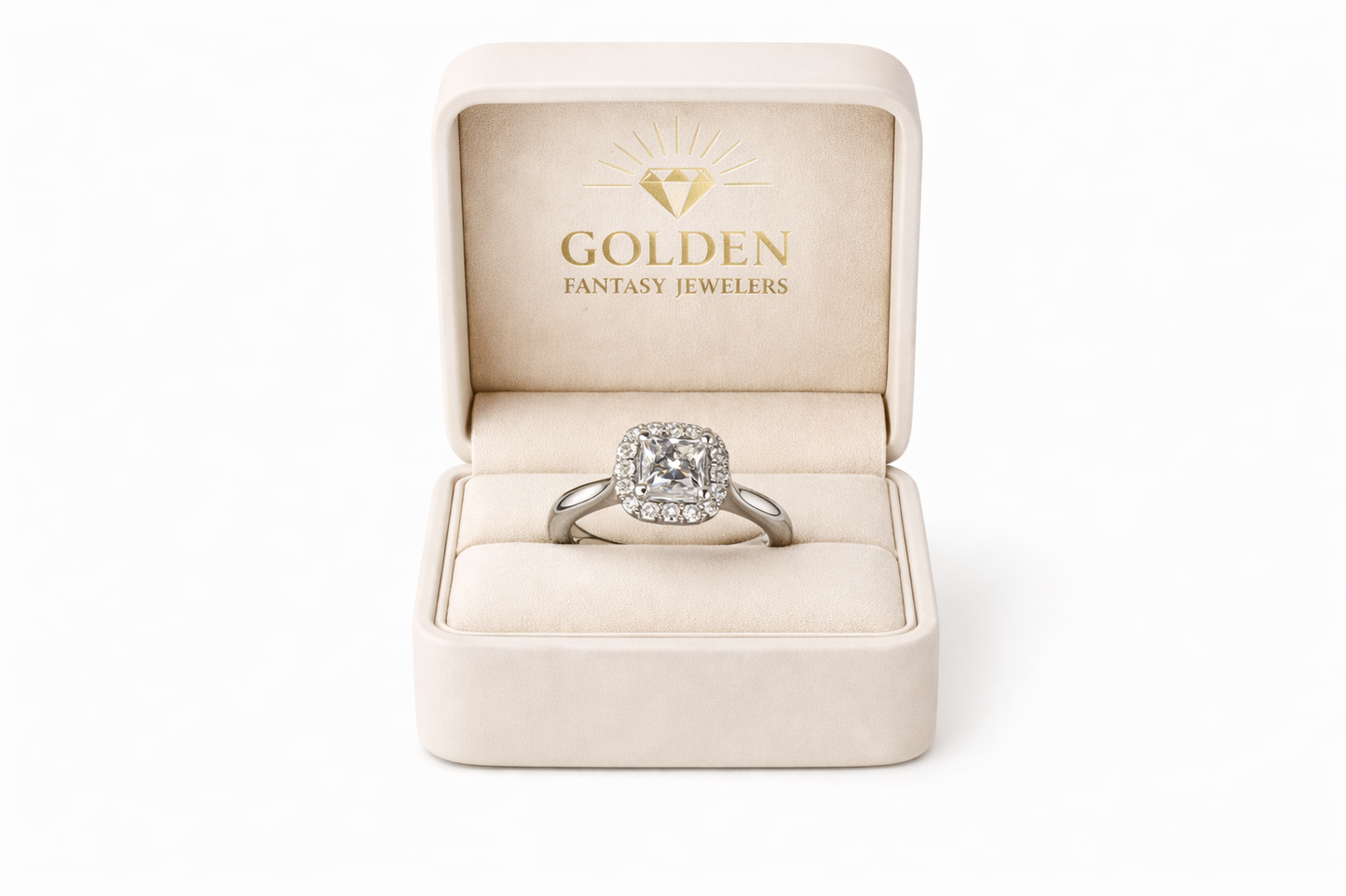 14K White Gold Women's Ring Princess, Round 1.00 ct Natural Diamond