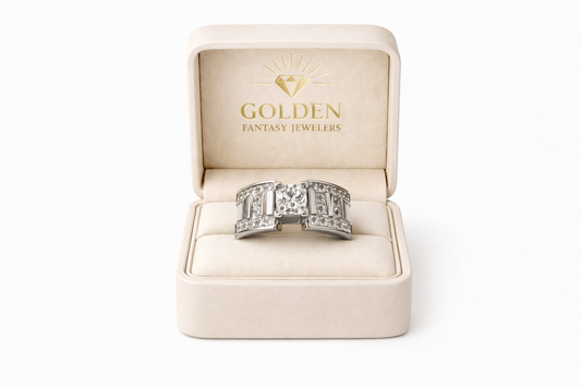 14K White Gold Women's Ring 3.26 ct Princess Natural Diamond