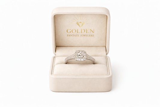 14K White Gold Women's Ring 1.07 ct Princess, Round Natural Diamond