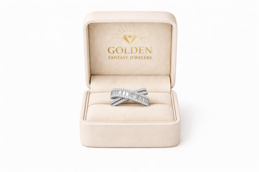 14K White Gold Infinity Ring 2.39 ct Baguette Natural Diamond