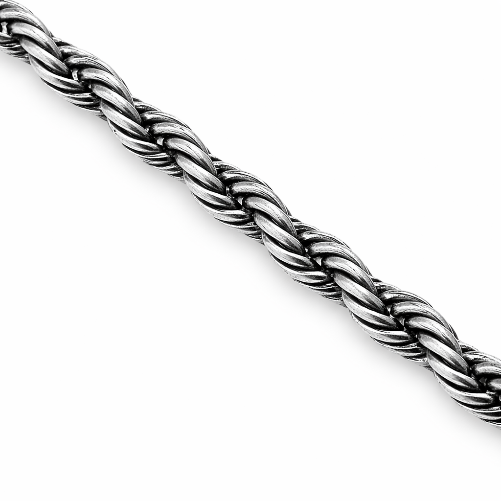 Sterling Silver - 3.40mm Ruthenium-Plated Rope Chain