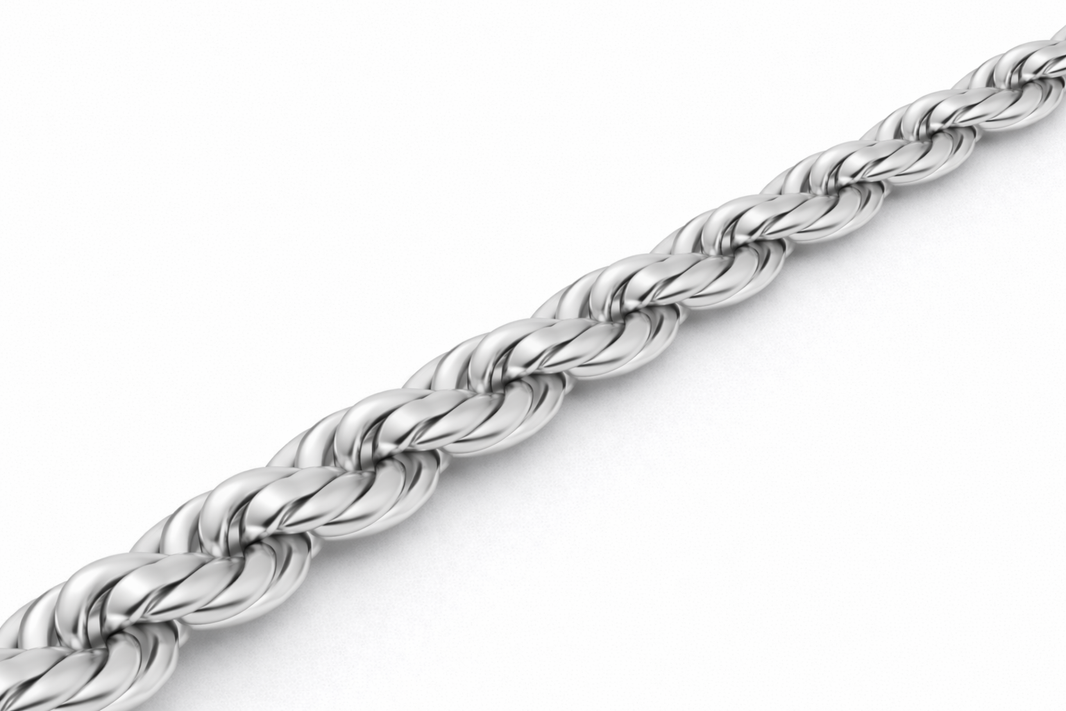 Sterling Silver - 4.25mm Diamond-Cut Rope Chain