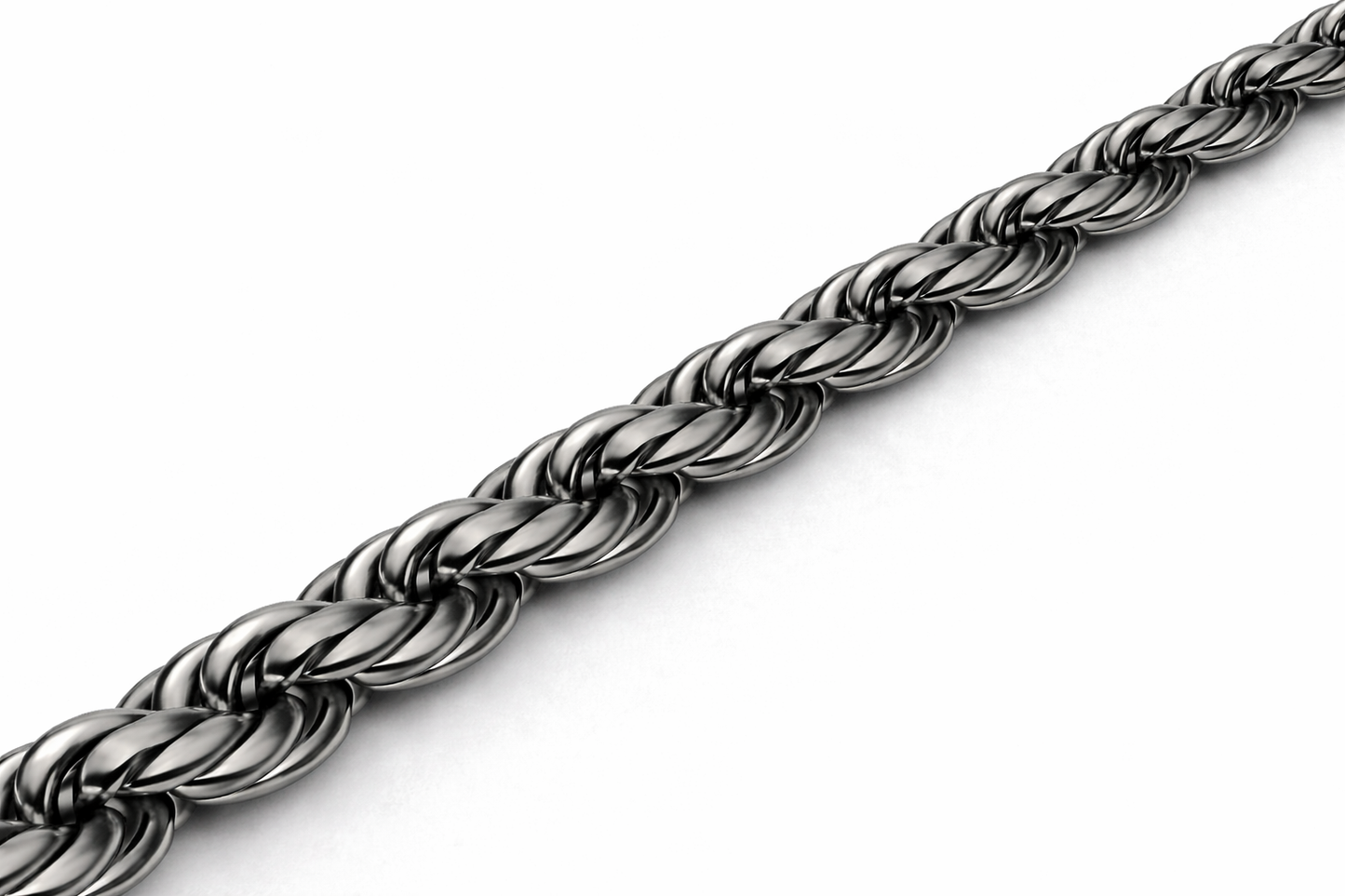 Sterling Silver - 4.60mm Rhodium-Plated Diamond-Cut Rope Chain