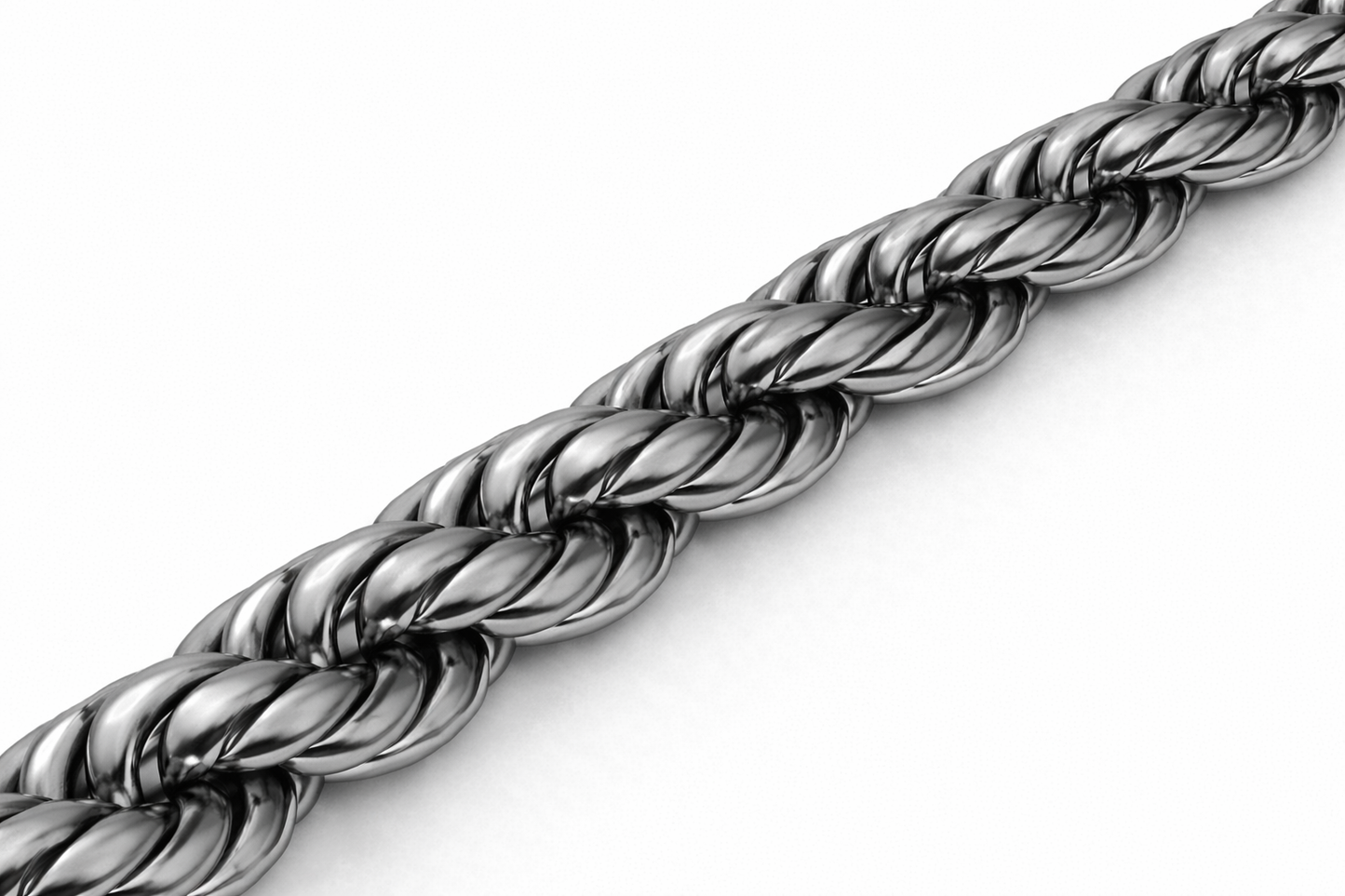 Sterling Silver - 5.75mm Rhodium-Plated Diamond-Cut Rope Anklet