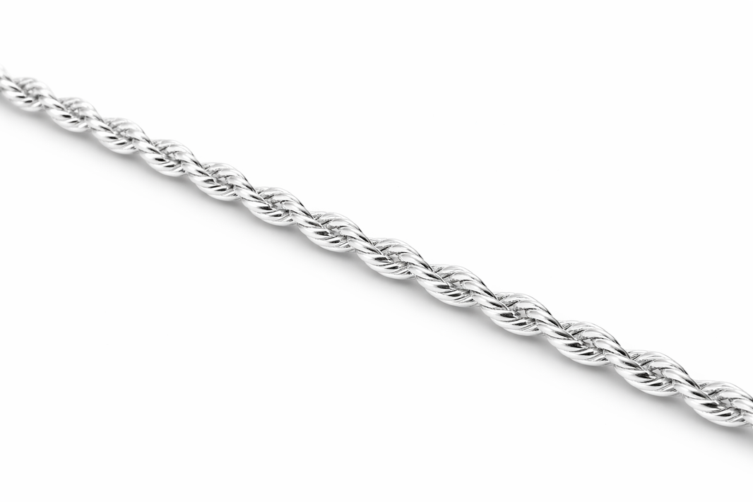 Sterling Silver - 1.30mm Polished Rope Chain