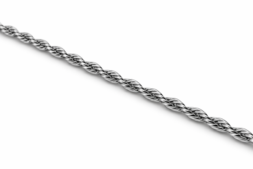 Sterling Silver - 1.30mm Polished Rope Chain