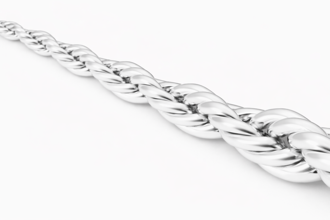 Sterling Silver - 5.00mm Polished Rope Bracelet