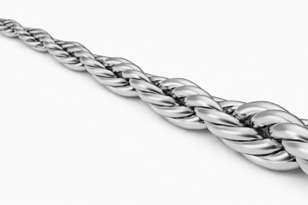 Sterling Silver - 5.00mm Polished Rope Anklet