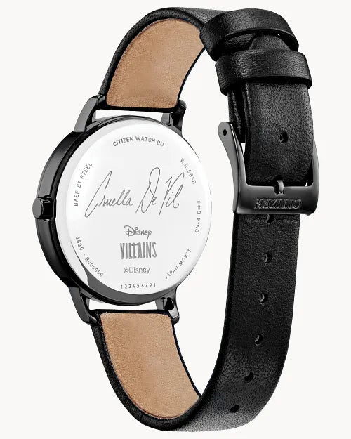 Citizen Disney Cruella De Vil FE7045-09W Women's Black Ion-Plated Eco-Drive Watch - back view