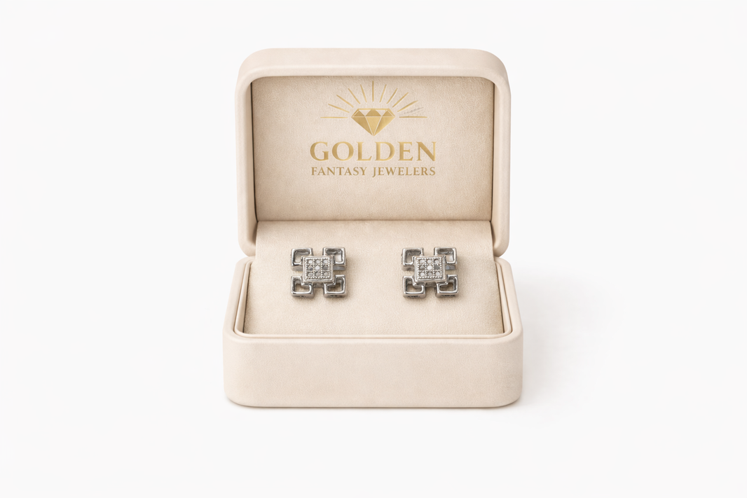 10K White Gold Earrings 0.05 ct Natural Diamond