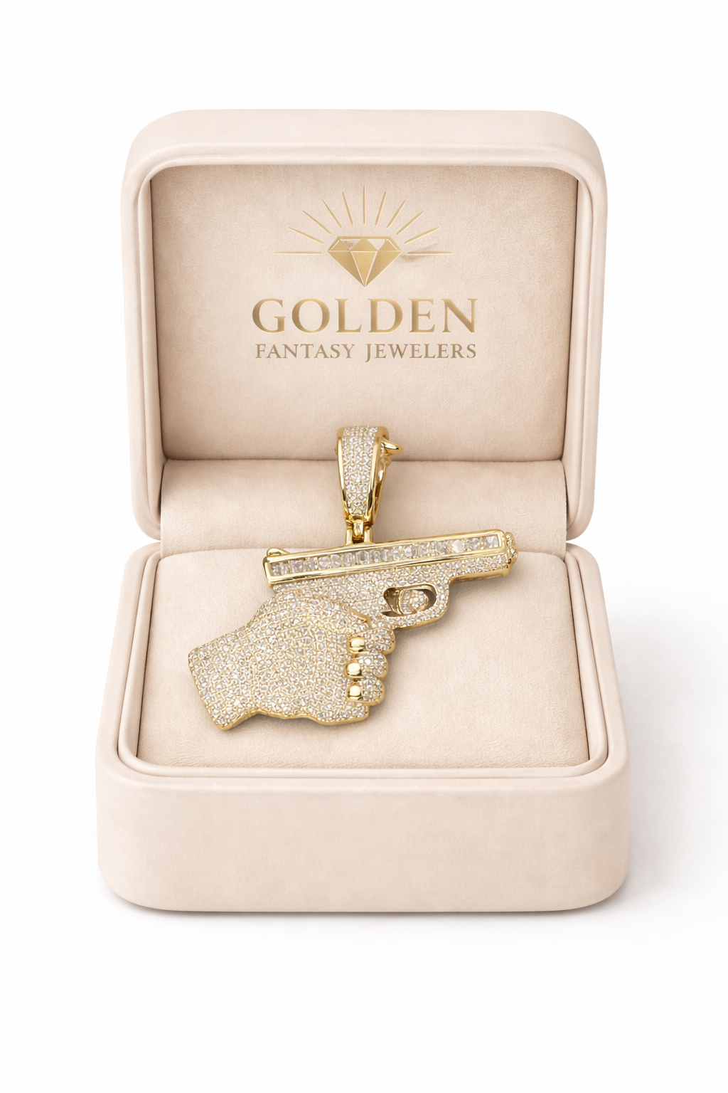 10K Yellow Gold “Pistol Hand” Charm 1.11 ct Natural Diamond