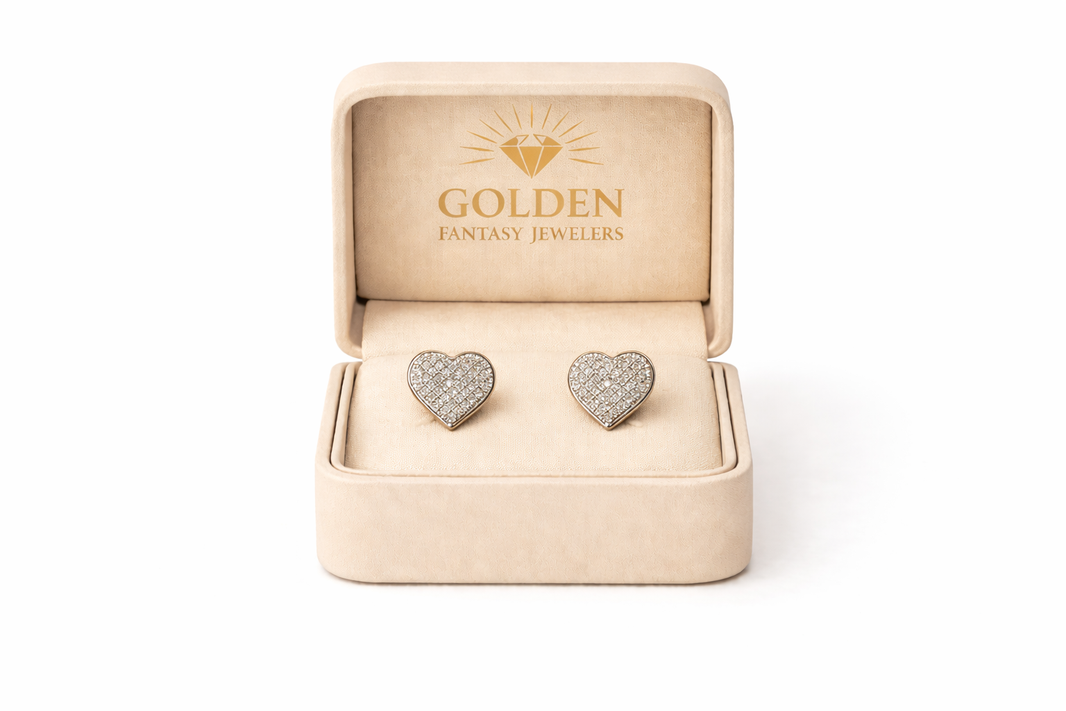 10K Yellow Gold Women's Heart Earrings 0.33 ct Natural Diamond