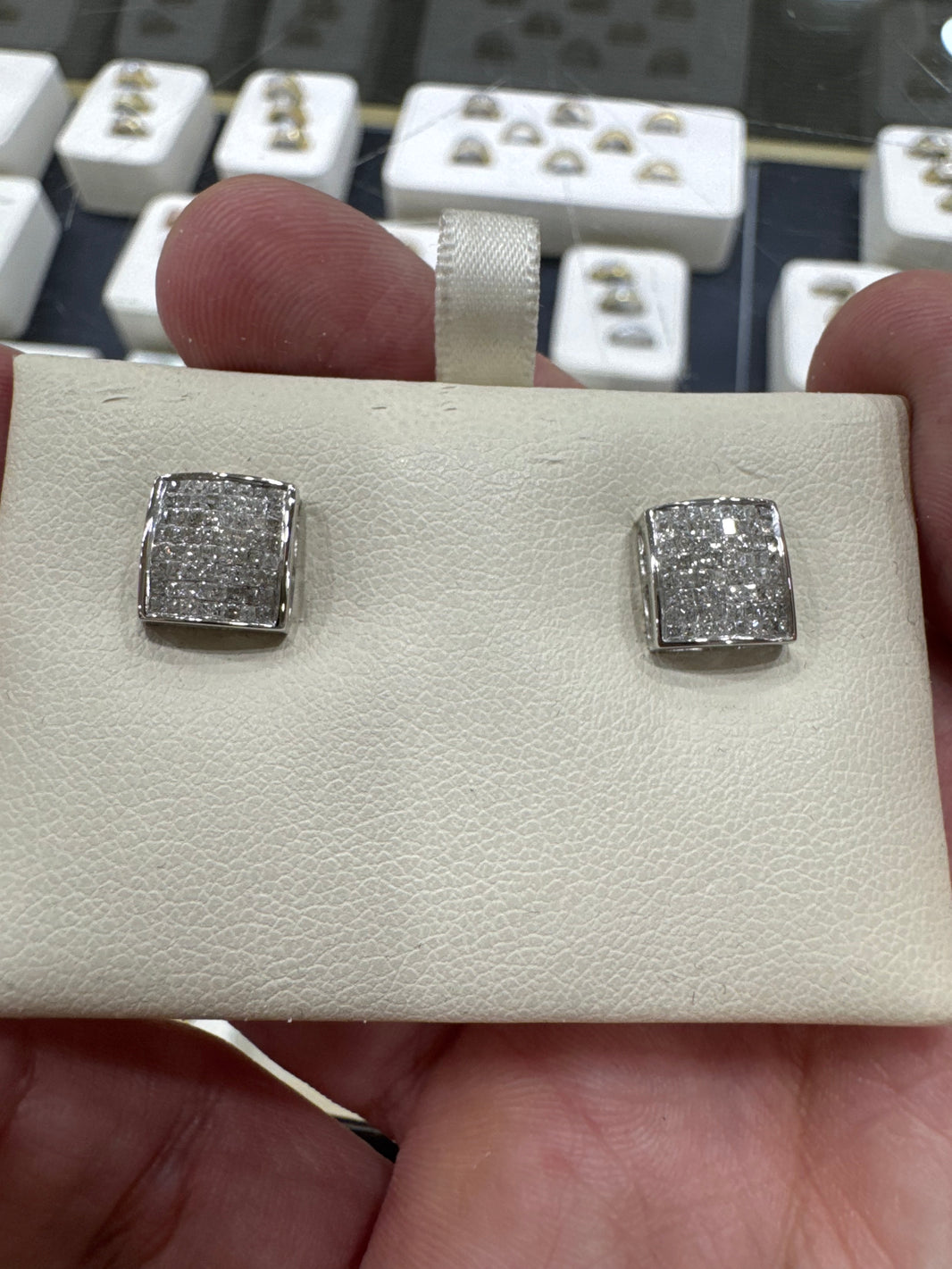 14K White Gold Earrings 1.35 ct Natural Diamond