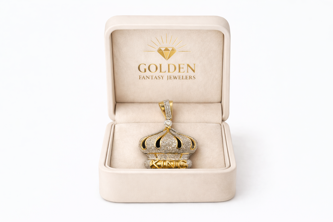 10K Two-Tone Gold “Crown” Charm 1.78 ct Natural Diamond