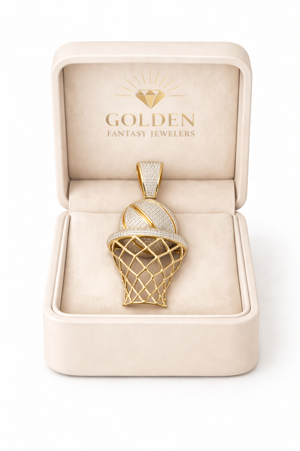 10K Yellow Gold Charm 1.27 ct Natural Diamond Basketball Pendant