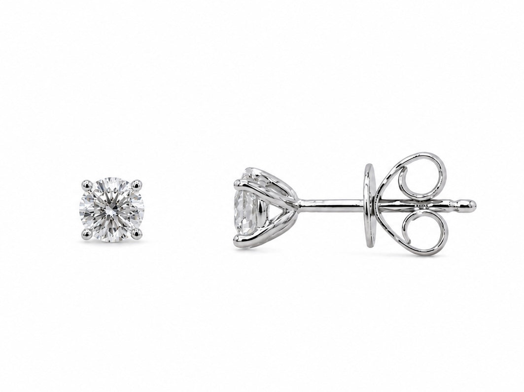 Sterling Silver Round Solitaire Earrings 0.50 ct Lab Grown Diamond